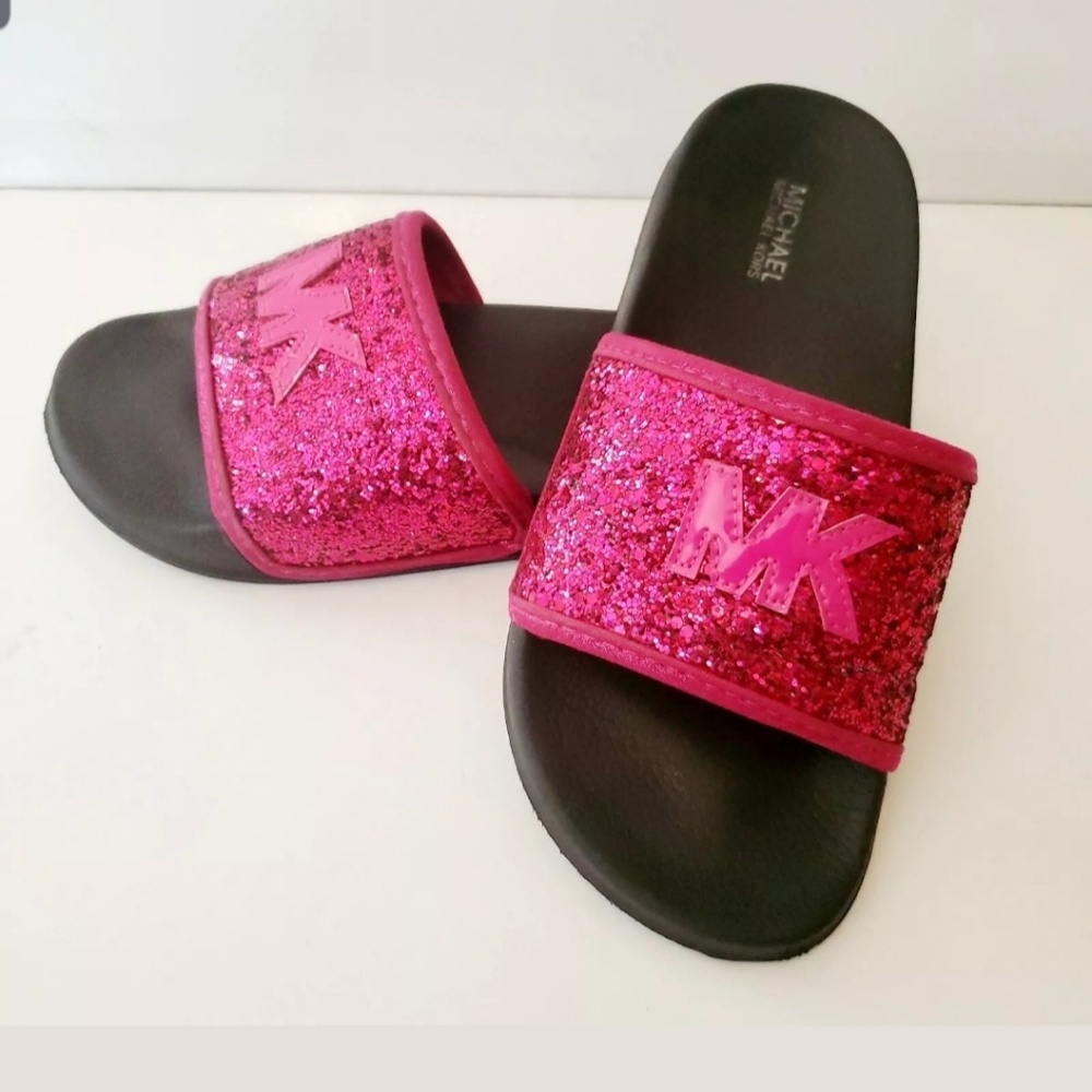 MICHAEL KORS MK SLIDES SLIDE SANDALS PINK FUCHSIA